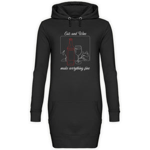 Cats and Wine | Hoodie Kleid - MegaCat