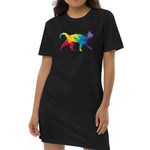 Laden Sie das Bild in den Galerie-Viewer, Kaleidocat | T-Shirt Kleid aus Bio-Baumwolle - MegaCat
